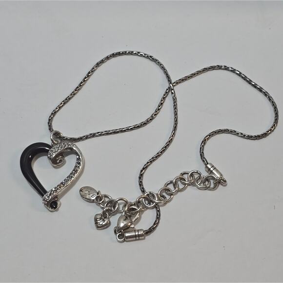 Brighton Awakened Vintage Retired Black and Crystal Jeweled Heart Necklace - Picture 4 of 6
